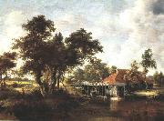 HOBBEMA, Meyndert Wooded Landscape with Water Mill wf oil on canvas